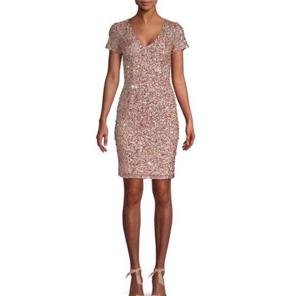 Adrianna Papell Dresses & Skirts - Adrianna Papell Rose Gold Sequined Dress